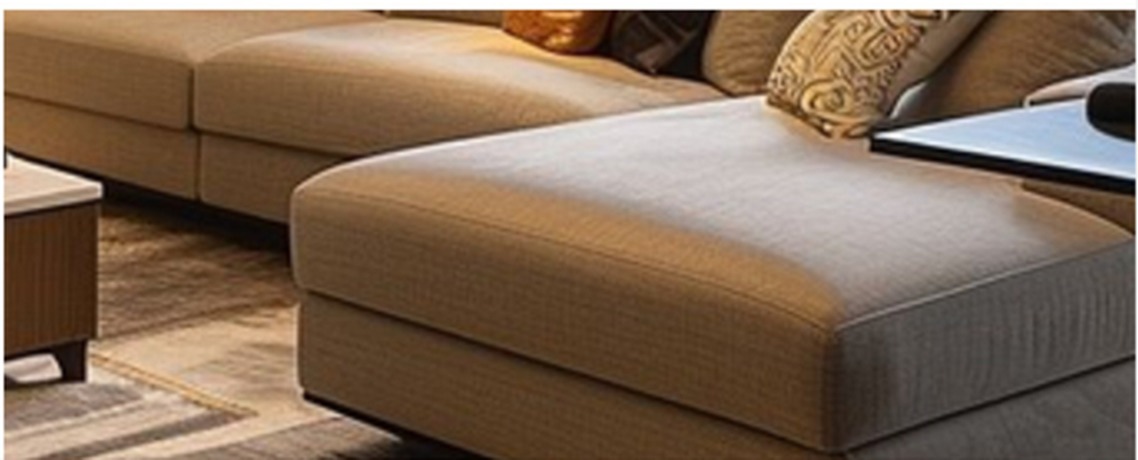 Modular seating detail with patterned cushions in a residential lounge